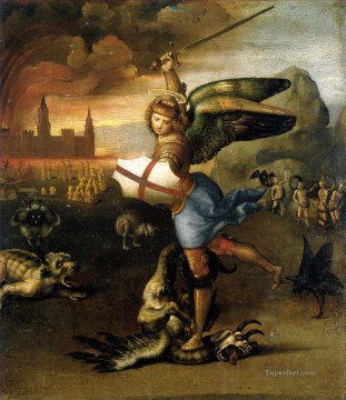  dragon Oil Painting - Saint Michael and the Dragon Renaissance master Raphael